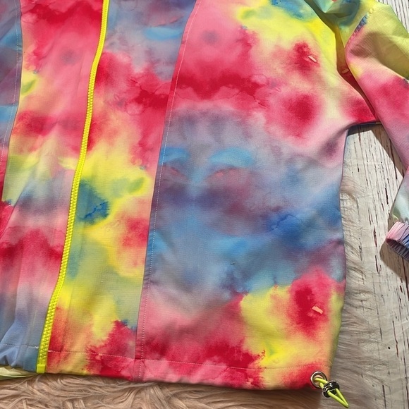 Terez Women's Tie-Dye Print Paneled Full Zip Windbreaker Jacket - Picture 9 of 10
